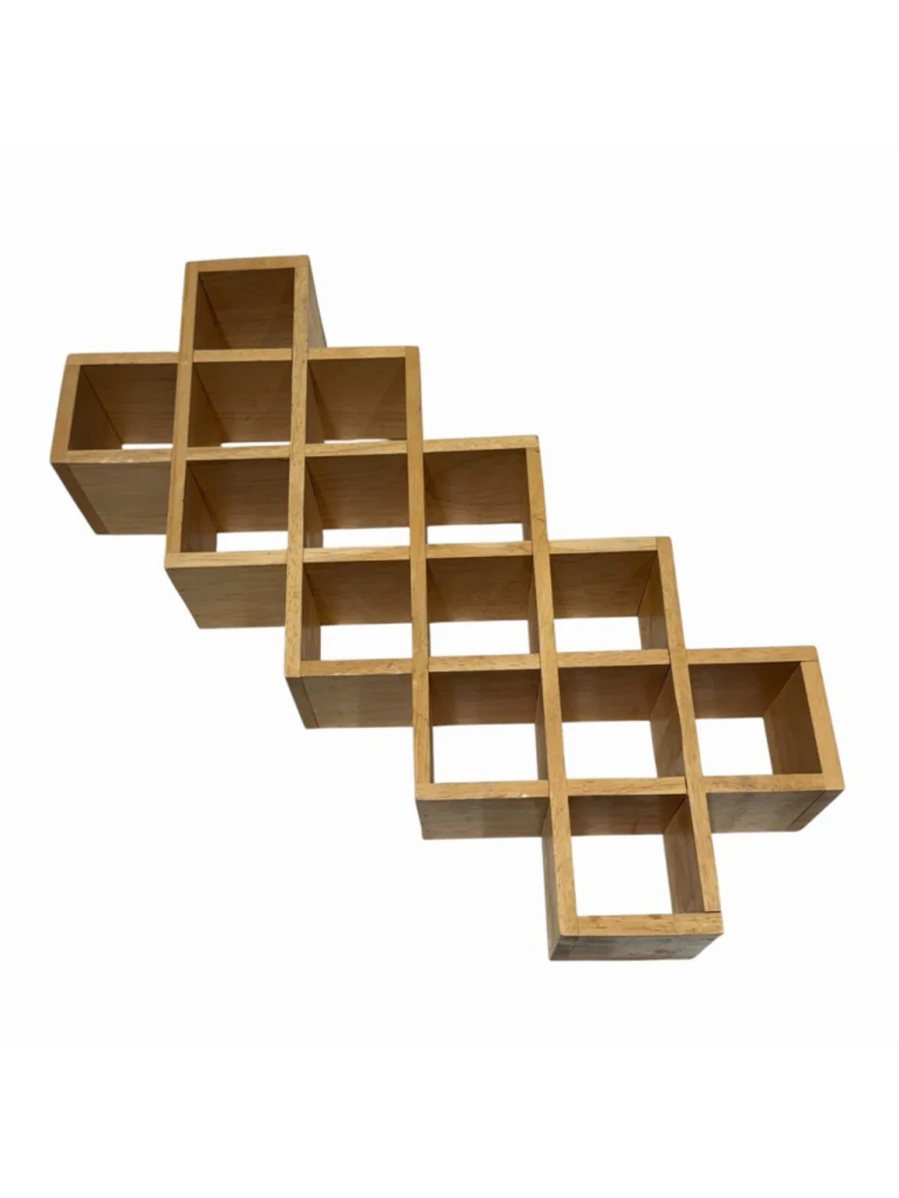 Wood Wall Display Shelf Shadow Box 14 Cubby Hanging Mini Cube Display Spice Rack